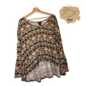 Wet Seal Oversized Hi-Low Tribal Print Top Medium/Large